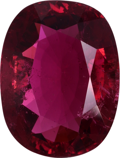 Oval cut pink tourmaline, 14.07 by 10.77 mm, shown at actual size