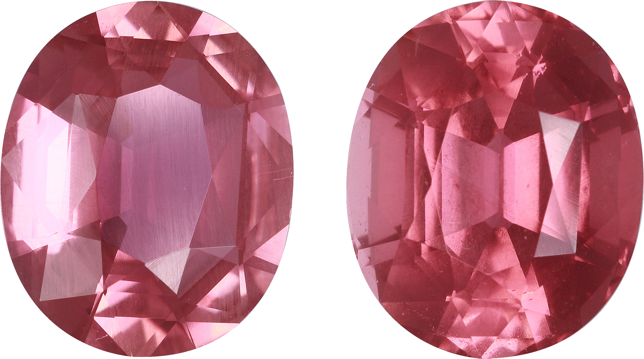 Oval cut pink tourmaline, 12 by 10 mm, shown at actual size