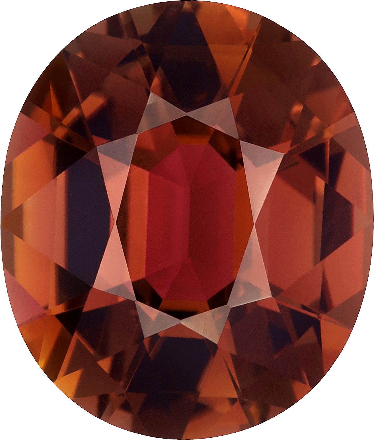 Oval cut brown tourmaline, 14.14 by 12.02 mm, shown at actual size