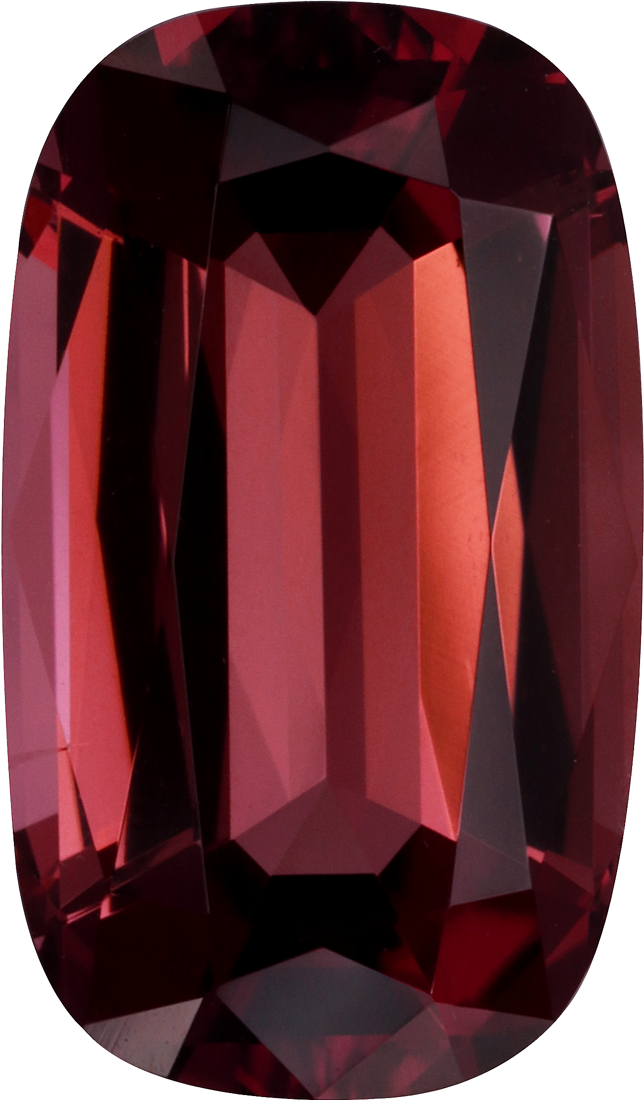 Cushion cut pink tourmaline, 15.3 by 8.91 mm, shown at actual size