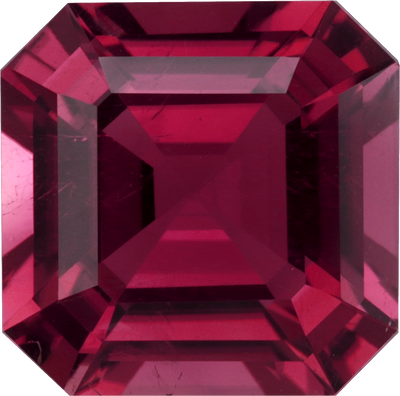 Square cut pink tourmaline, 12.16 by 12.07 mm, shown at actual size