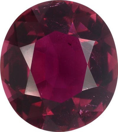 Oval cut pink tourmaline, 12.04 by 10.76 mm, shown at actual size