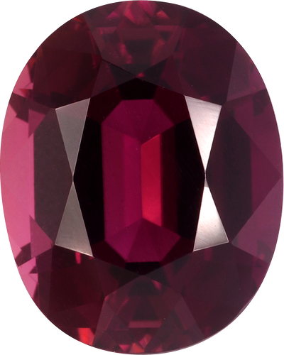 Oval cut pink tourmaline, 13.16 by 10.51 mm, shown at actual size