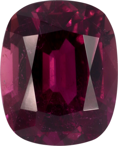 Cushion cut pink tourmaline, 12.75 by 10.29 mm, shown at actual size
