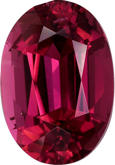 Oval cut pink tourmaline, 9.69 by 6.7 mm, shown at actual size