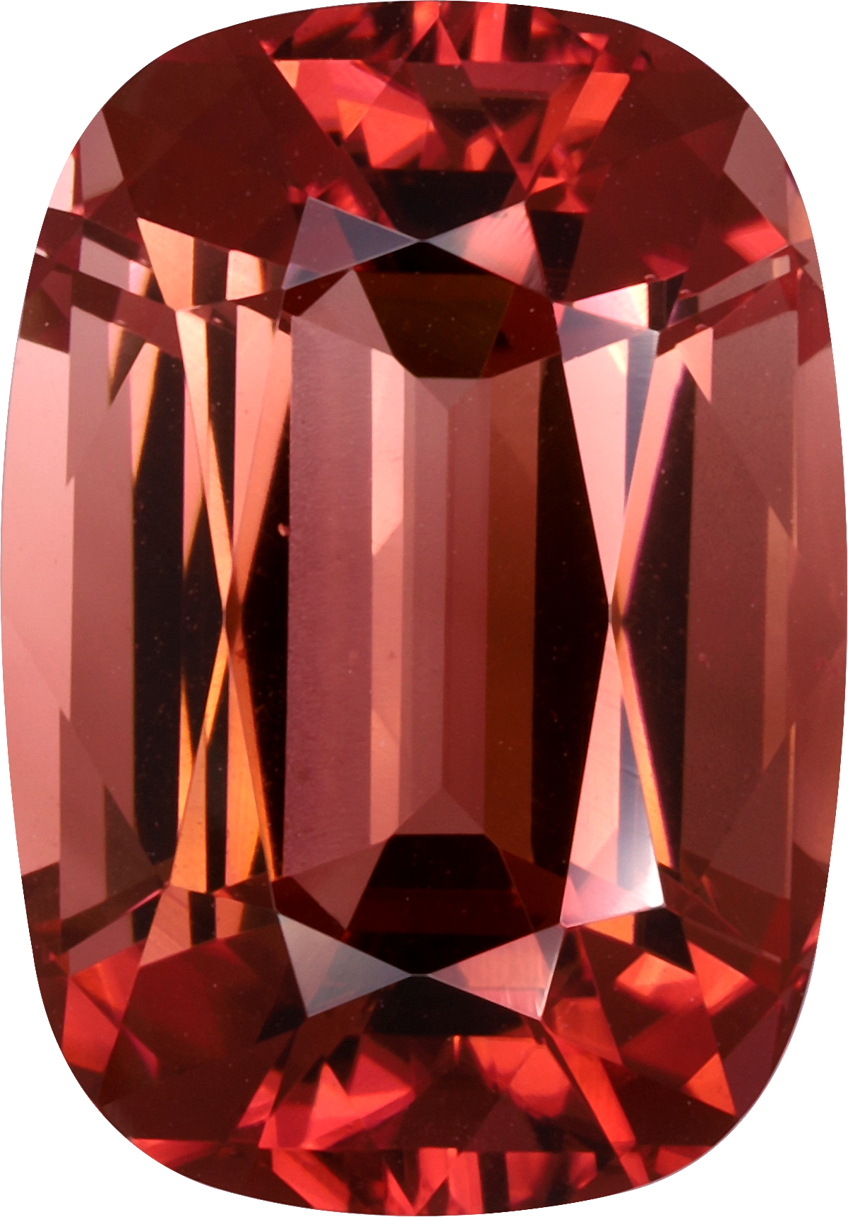 Cushion cut orange tourmaline, 15.45 by 10.81 mm, shown at actual size