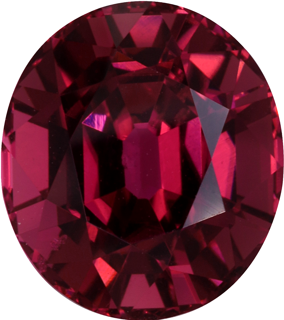 Oval cut pink tourmaline, 11.35 by 10.17 mm, shown at actual size