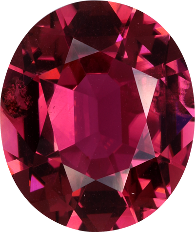 Oval cut pink tourmaline, 13.12 by 11.15 mm, shown at actual size