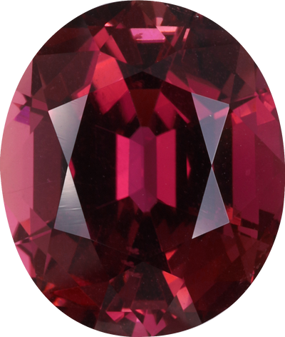 Oval cut pink tourmaline, 12.74 by 10.78 mm, shown at actual size