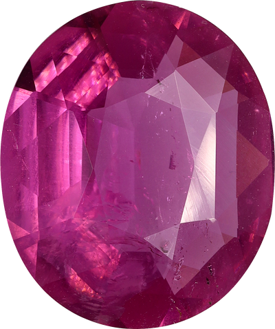 Oval cut pink tourmaline, 14.04 by 11.84 mm, shown at actual size