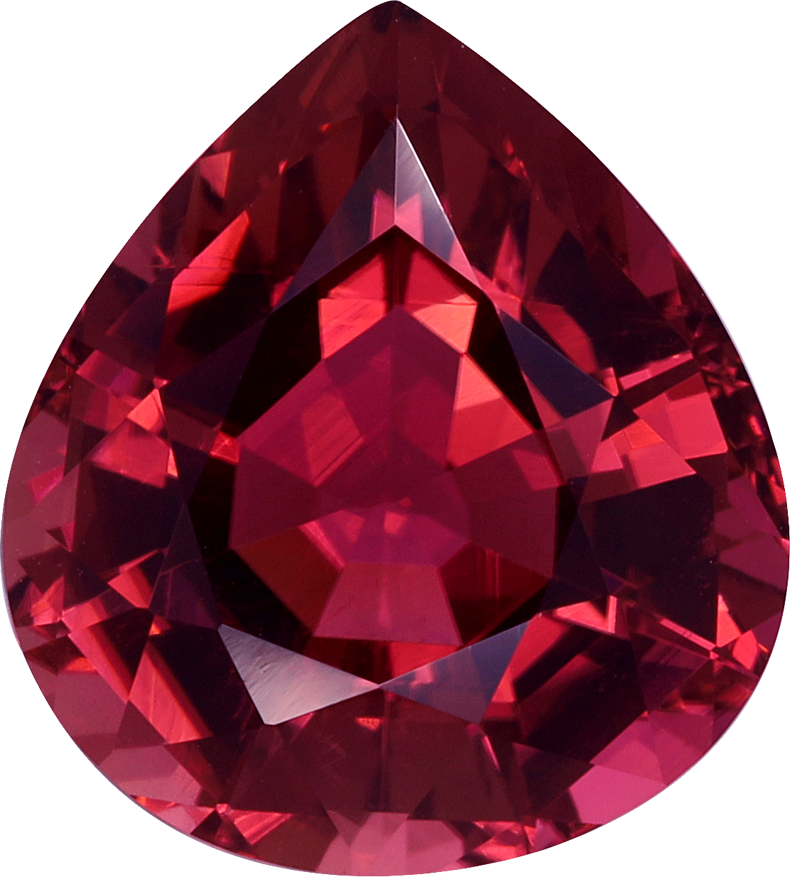 Pear cut pink tourmaline, 13.5 by 12.27 mm, shown at actual size