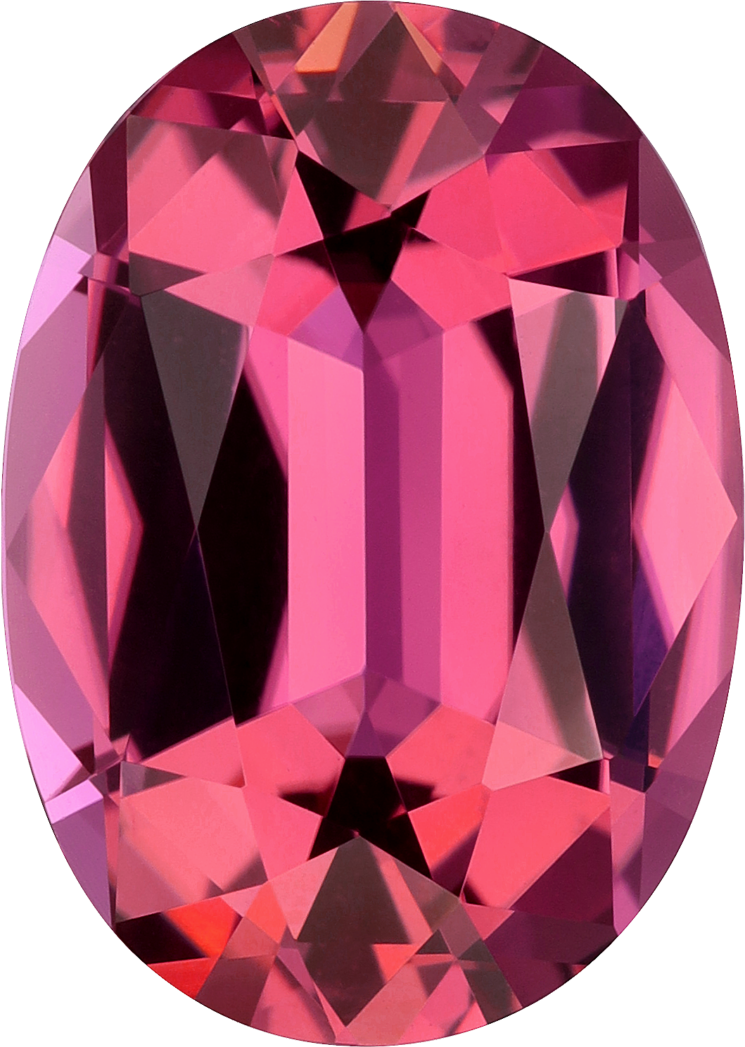 Oval cut pink tourmaline, 14.1 by 10.04 mm, shown at actual size
