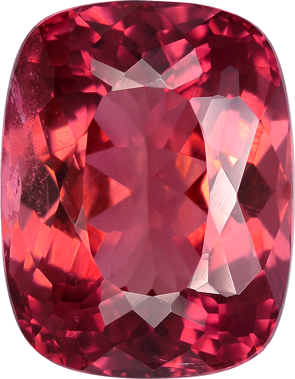 Cushion cut pink tourmaline, 12.25 by 9.51 mm, shown at actual size