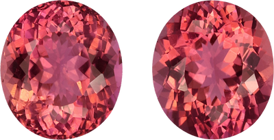 Oval cut pink tourmaline, 8.89 by 7.78 mm, shown at actual size