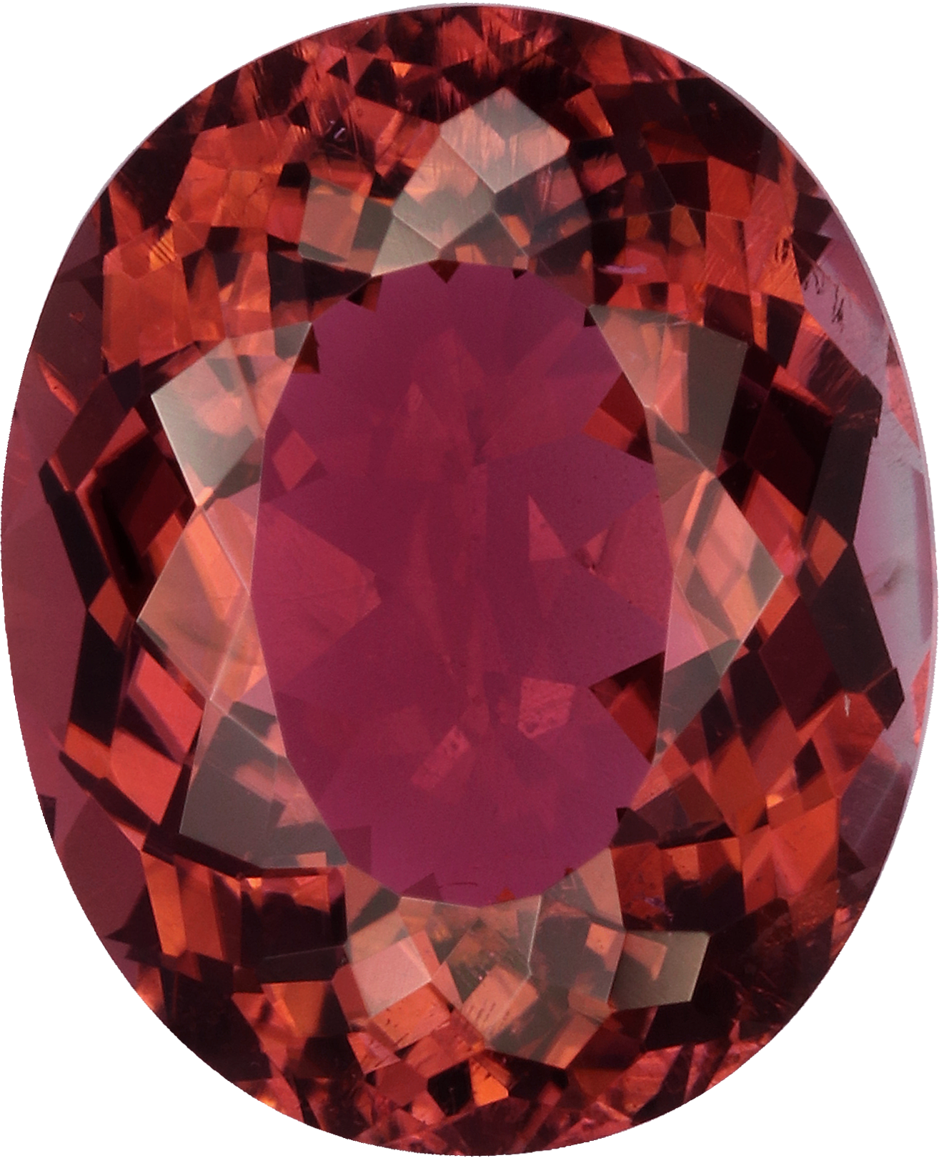 Oval cut pink tourmaline, 11.22 by 9.12 mm, shown at actual size