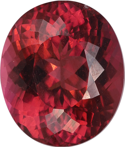 Oval cut pink tourmaline, 9.5 by 8.08 mm, shown at actual size