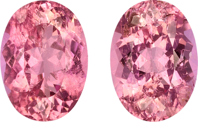 Oval cut pink tourmaline, 11.28 by 8.09 mm, shown at actual size