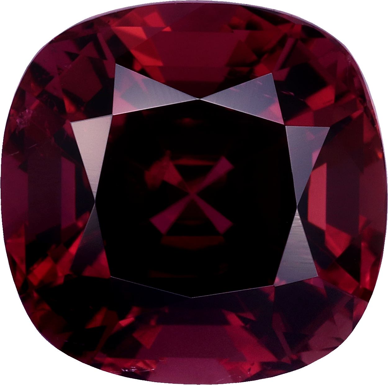 Cushion cut pink tourmaline, 9.45 by 9.39 mm, shown at actual size