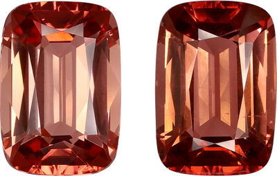 Cushion cut pink tourmaline, 17.4 by 12.1 mm, shown at actual size