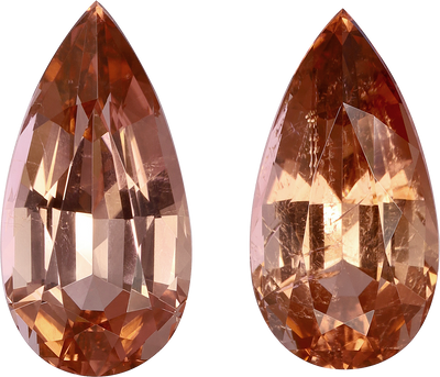 Pear cut pink tourmaline, 21.07 by 10.66 mm, shown at actual size