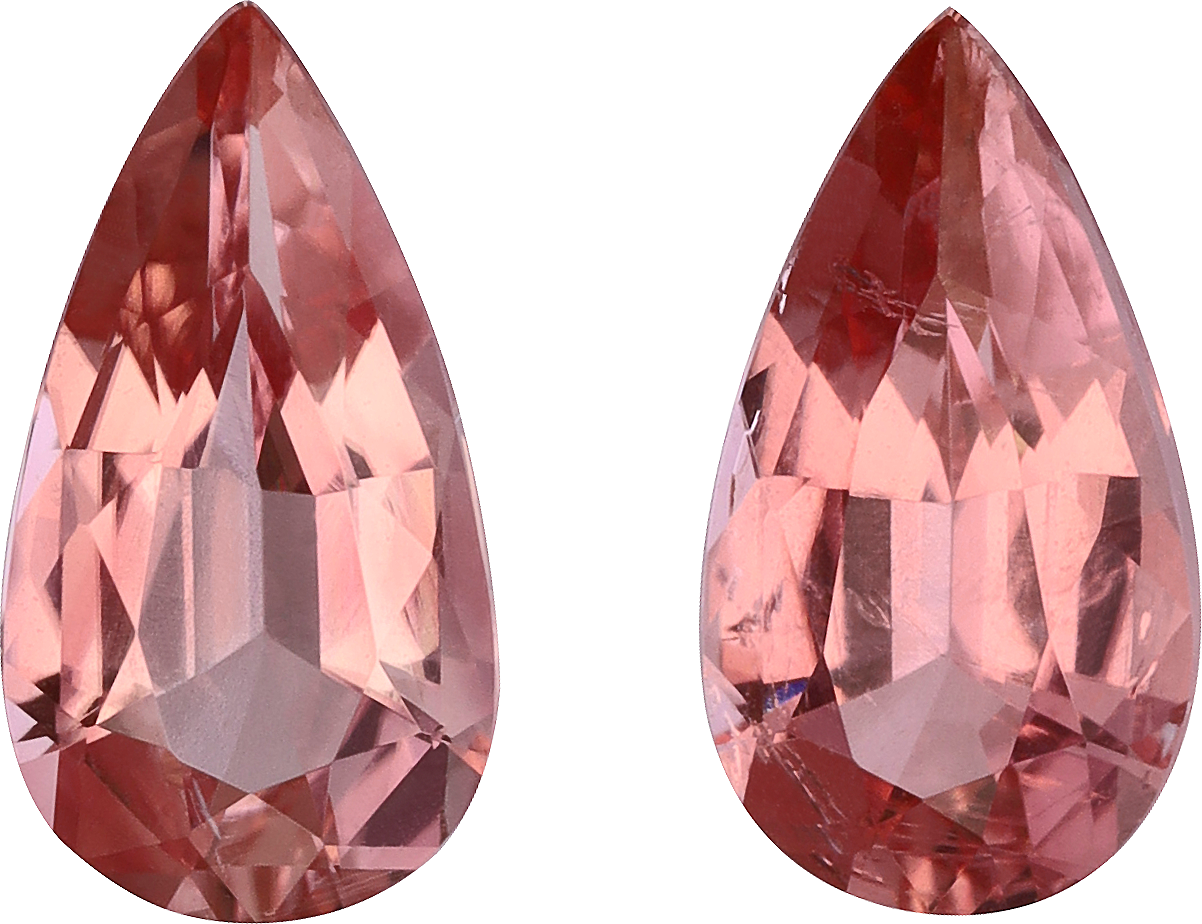 Pear cut pink tourmaline, 8.74 by 4.72 mm, shown at actual size