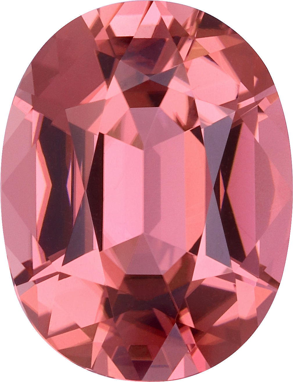 Oval cut pink tourmaline, 13.34 by 10.25 mm, shown at actual size