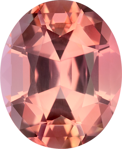 Oval cut pink tourmaline, 18.76 by 15.35 mm, shown at actual size