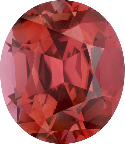 Oval cut pink tourmaline, 13.89 by 12.05 mm, shown at actual size