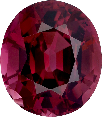 Oval cut purple tourmaline, 14.48 by 12.71 mm, shown at actual size