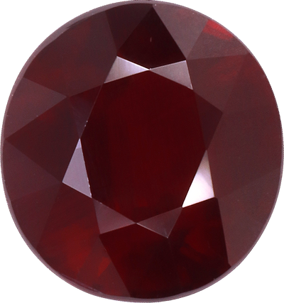 Oval cut mozambique ruby, 8.2 by 7.66 mm, shown at actual size