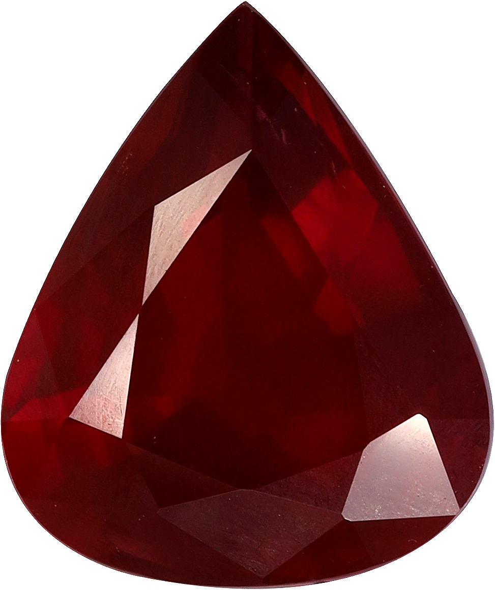 Pear cut mozambique ruby, 11.61 by 9.75 mm, shown at actual size