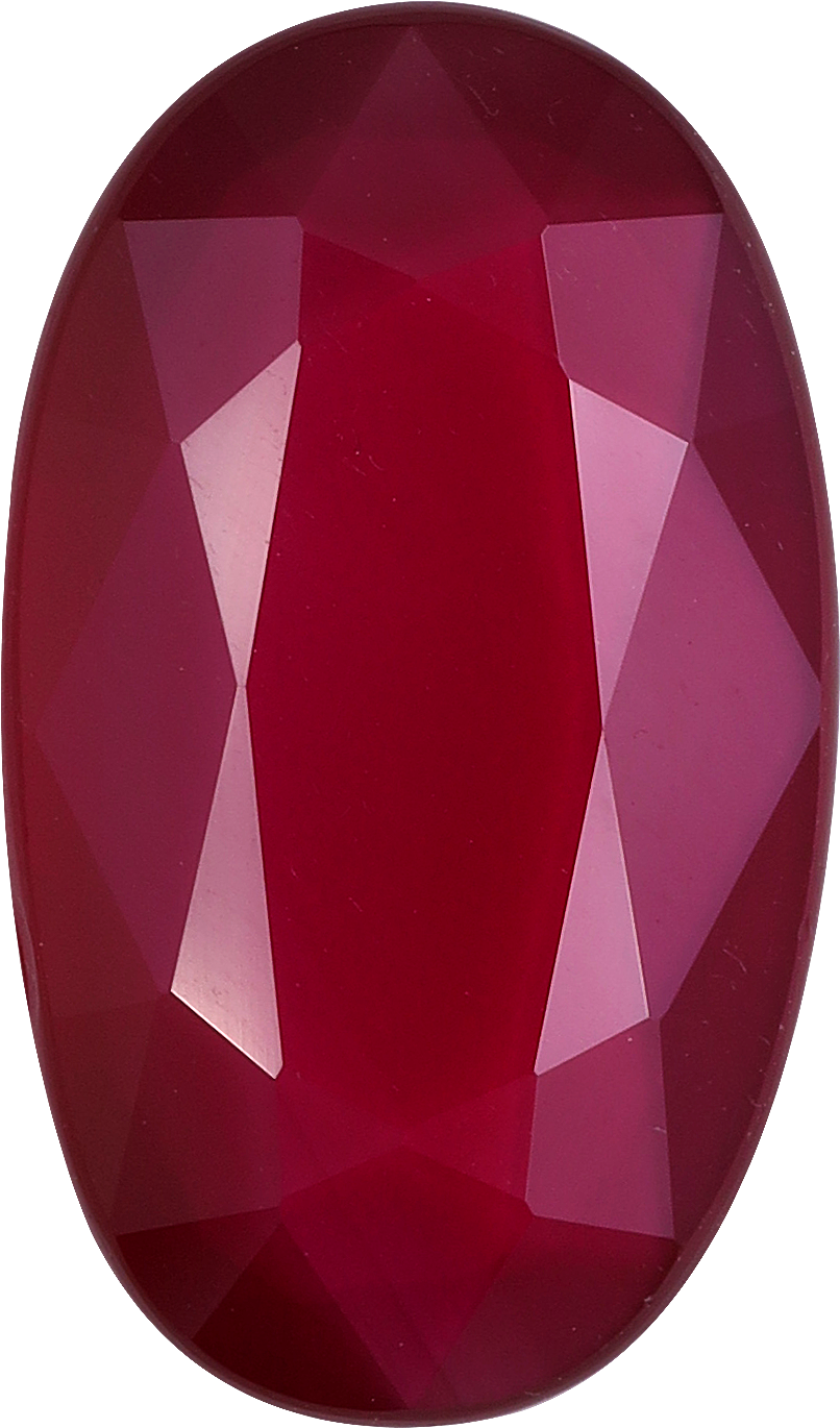 Oval cut mozambique ruby, 13 by 7.63 mm, shown at actual size