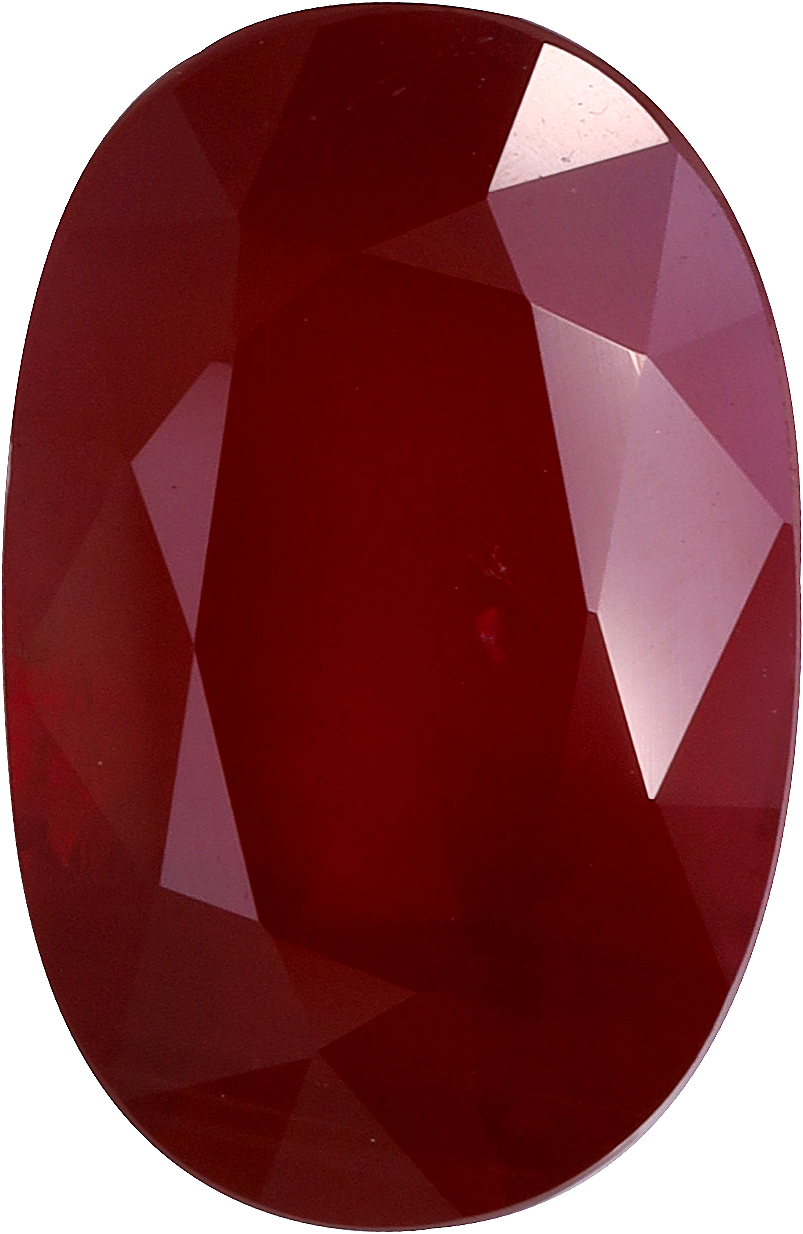 Oval cut mozambique ruby, 11.22 by 7.12 mm, shown at actual size