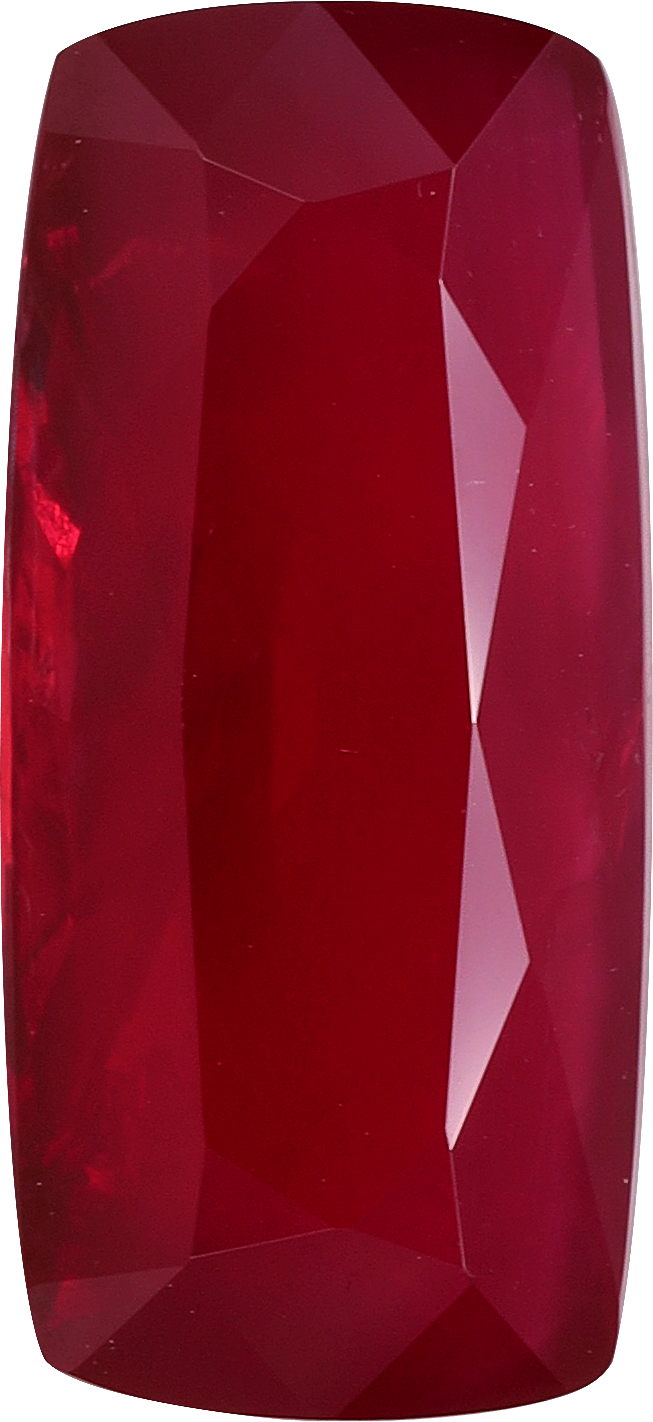 Oval cut mozambique ruby, 12.86 by 5.97 mm, shown at actual size