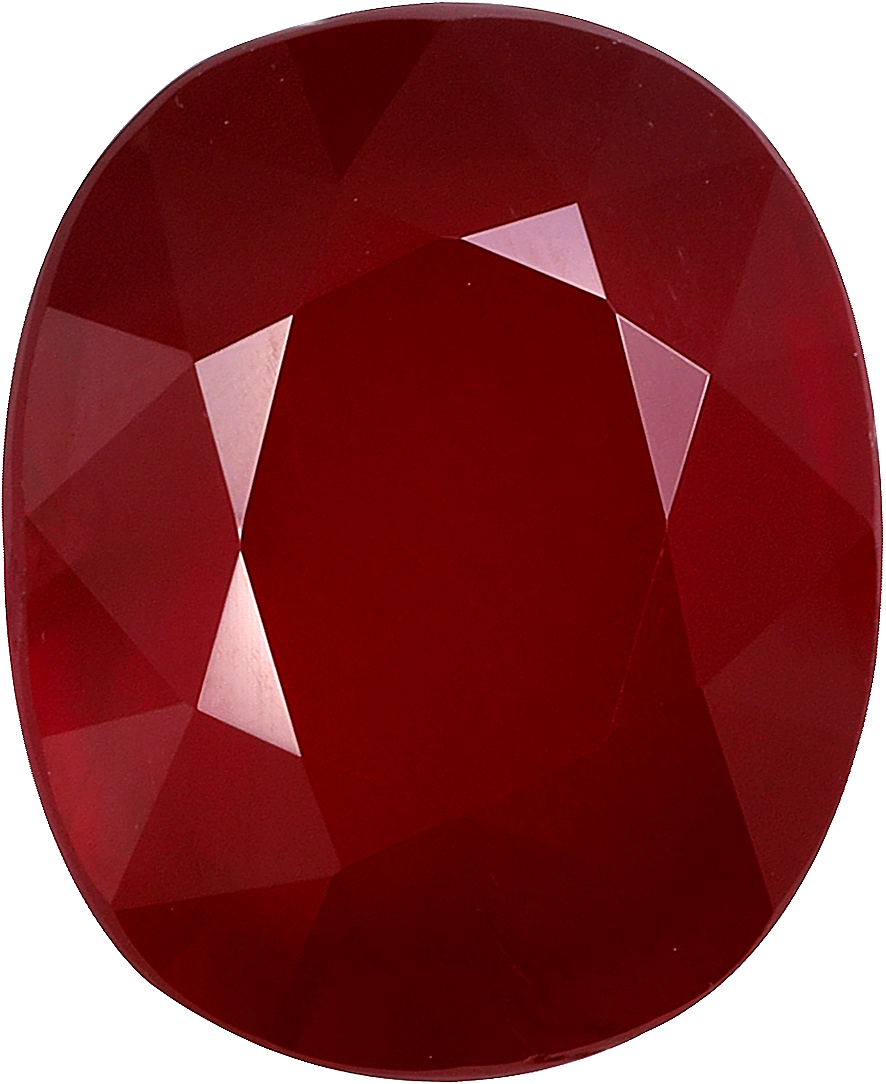 Oval cut mozambique ruby, 10.01 by 8.19 mm, shown at actual size