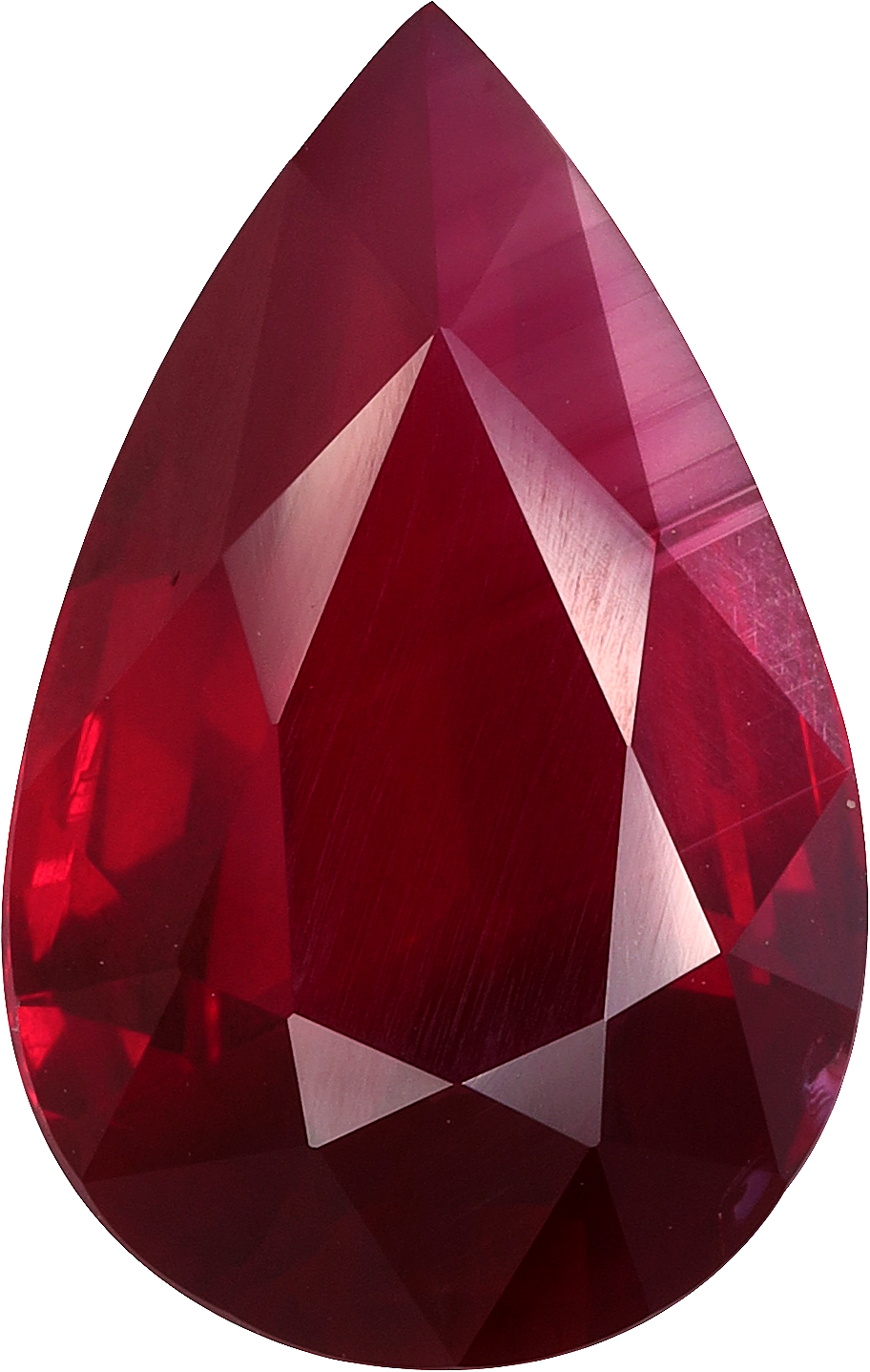 Pear cut mozambique ruby, 12.6 by 7.94 mm, shown at actual size