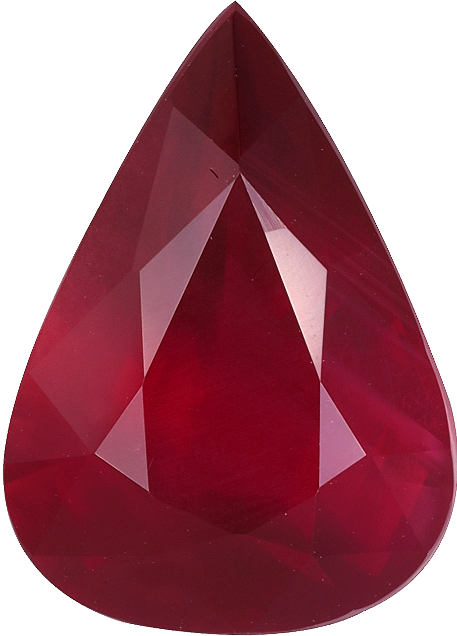 Pear cut mozambique ruby, 11.78 by 8.44 mm, shown at actual size