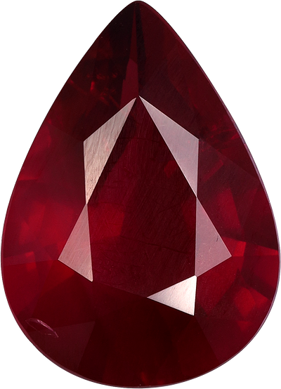 Pear cut mozambique ruby, 11.83 by 8.52 mm, shown at actual size