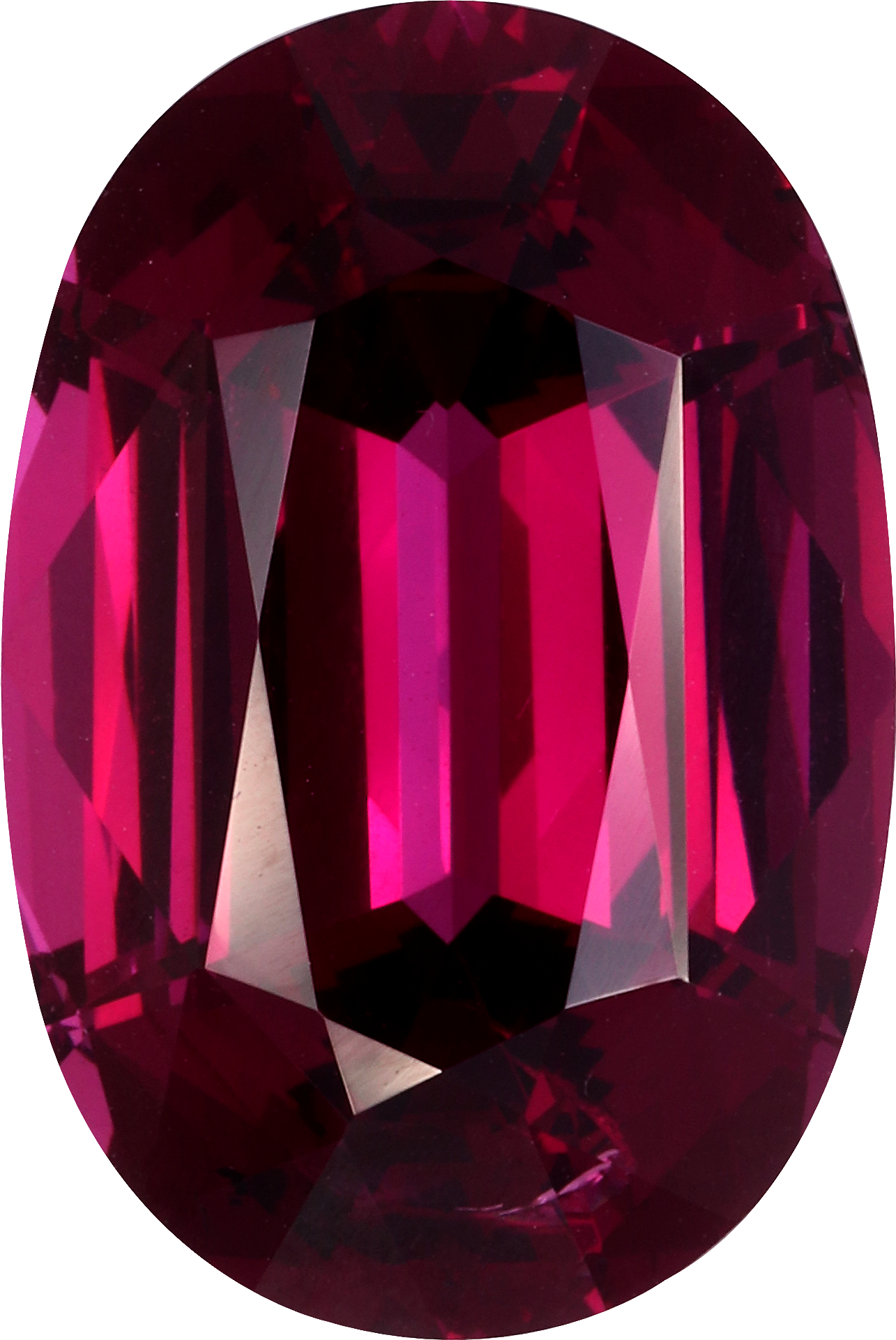 Oval cut umbalite garnet, 16.94 by 11.31 mm, shown at actual size