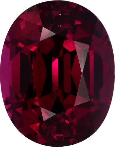 Oval cut umbalite garnet, 14.43 by 11.36 mm, shown at actual size