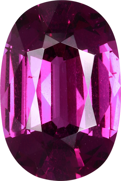 Oval cut umbalite garnet, 12 by 8 mm, shown at actual size