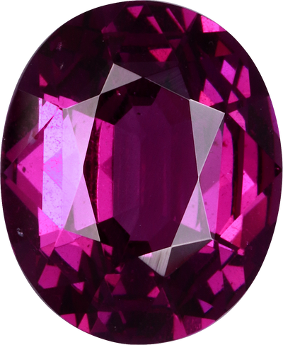 Oval cut umbalite garnet, 11.1 by 9.1 mm, shown at actual size