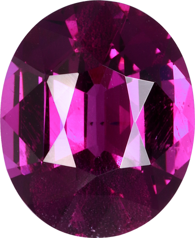 Oval cut umbalite garnet, 11.1 by 9.1 mm, shown at actual size