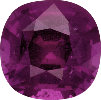 Cushion cut umbalite garnet, 7.9 by 7.9 mm, shown at actual size