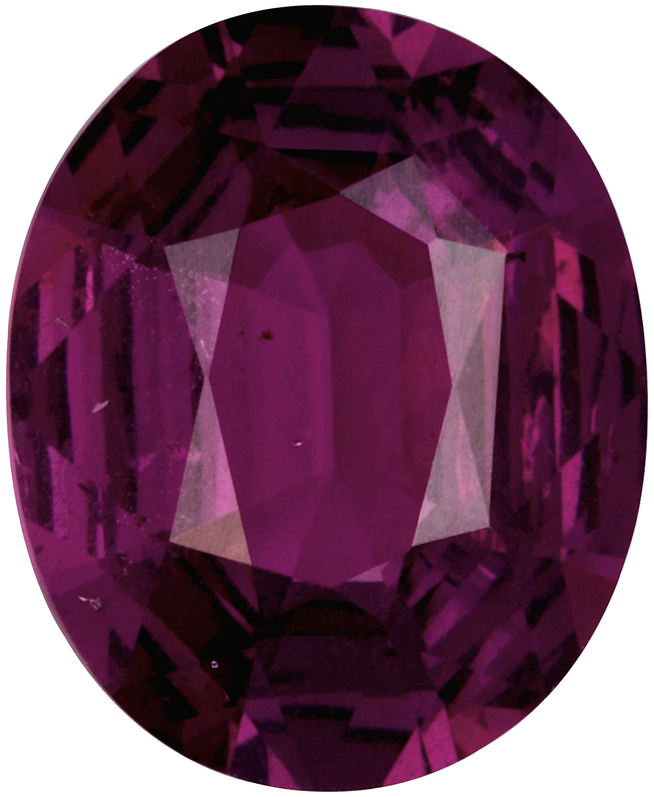 Oval cut umbalite garnet, 11.1 by 9 mm, shown at actual size
