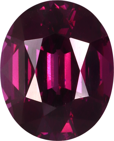 Oval cut umbalite garnet, 11.03 by 8.9 mm, shown at actual size