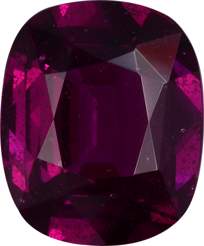 Cushion cut umbalite garnet, 10.8 by 9 mm, shown at actual size