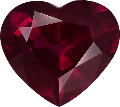 Heart cut umbalite garnet, 13.16 by 11.68 mm, shown at actual size