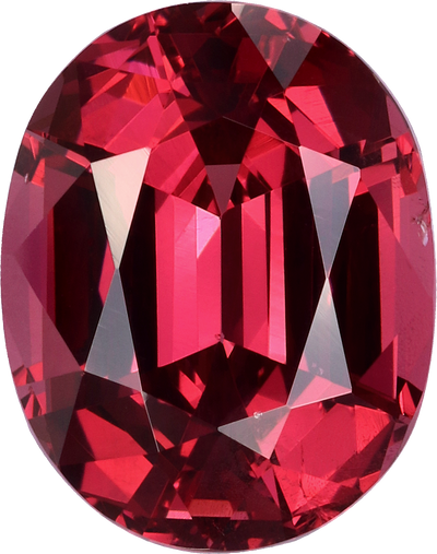 Oval cut malaya garnet, 11.11 by 8.8 mm, shown at actual size