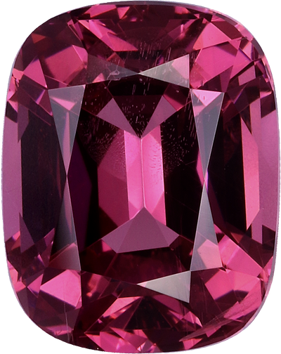 Cushion cut rose garnet, 9.12 by 7.22 mm, shown at actual size